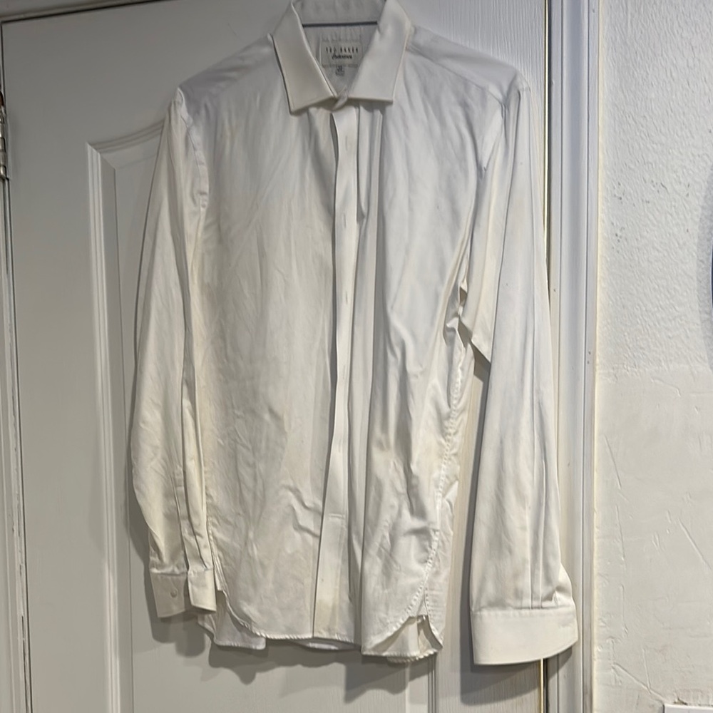 White Long Sleeve Button-Up Shirt Ted Baker